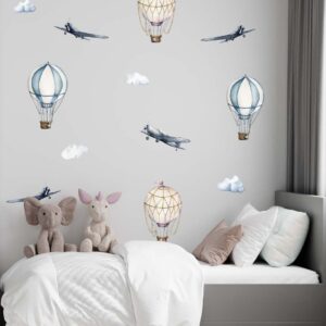 hot air balloon wall decals stickers airplane retro, lf174