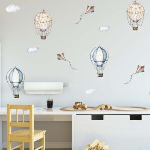 hot air balloon wall decals stickers airplane retro, lf174