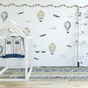 hot air balloon wall decals stickers airplane retro, lf174