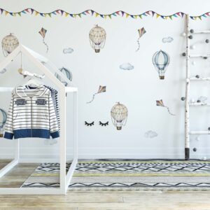 hot air balloon wall decals stickers airplane retro, lf174