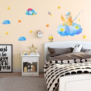 Fox Wall Decals Moon Stars Clouds Stickers