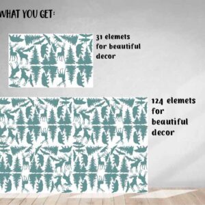 woodland forest animals wall decals stickers bear deer wolf pine tree, lf184