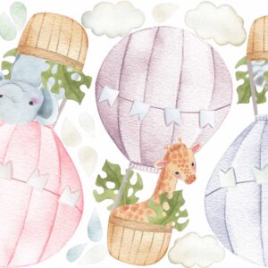 Hot Air Balloon Wall decals Jungle Safari Animals Palm