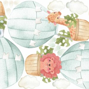 Hot Air Balloon Wall decals Jungle Safari Animals Palm