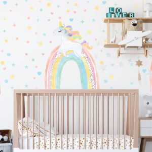 Unicorn Rainbow Wall Decal Polka Dots Sticker