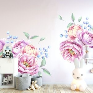 watercolor peonies wall decal – peony wall decal
