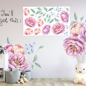 watercolor peonies wall decal – peony wall decal