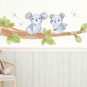 Koala wall decals tree greenery leaves stickers