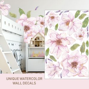Magnolia wall Decals Pink Flowers stickers Rose Peony