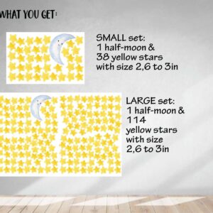 Star Wall Decals Moon Stickers Yellow, LF122 YSM