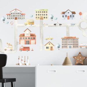 Car Wall Decals Stickers Road City Houses