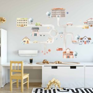 Car Wall Decals Stickers Road City Houses