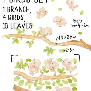 bird wall decals sparrow swallow stickers birdhouse tree greenery, lf214