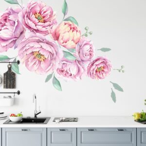 Large Peony Flower Wall Decals: Peel and Stick Nursery Decor