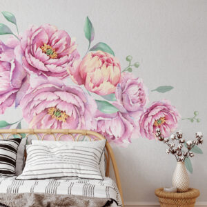 Large Peony Flower Wall Decals: Peel and Stick Nursery Decor