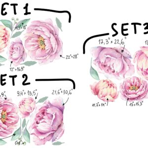 Large Peony Flower Wall Decals: Peel and Stick Nursery Decor