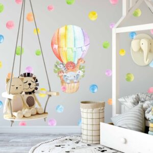 Hot Air Balloon Wall Decal Polka Dots Safari Animals