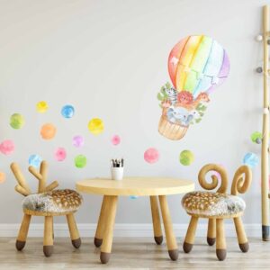 Hot Air Balloon Wall Decal Polka Dots Safari Animals