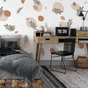 Spots Beige Boho Wall Decals Greenery Cottagecore Leaves