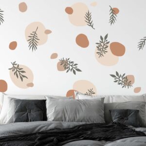Spots Beige Boho Wall Decals Greenery Cottagecore Leaves