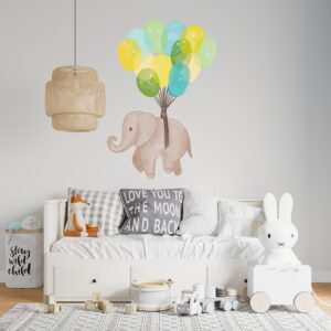 Elephant Balloons Wall Decal Clouds Moon Heart Stars