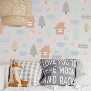 Houses Wall Decals Hedgehog Trees Rainbows Stickers