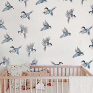 blue gray birds wall decals stickers, lf258