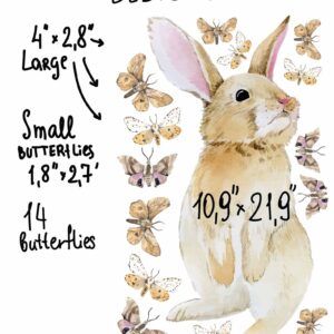 Bunny Wall Decal Rabbit Butterfly Sticker