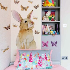 Large Bunny Wall Decal Rabbit Butterfly Sticker