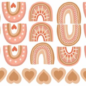 heart rainbow wall decals colorful nursery decor, removable heart stickers for kids room & gender neutral peel and stick art, lf229