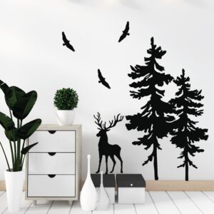 Forest Wall stickers Pine Trees Deer Birds Decals