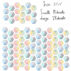 Honeycomb Wall Decals Hexagon Color Polka Dots Stickers