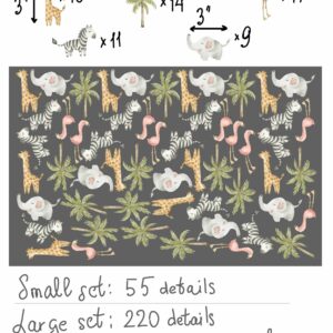 Safari Animals Wall Decals Jungle Palm Tree Green Giraffe