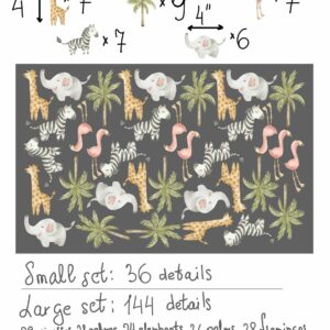 Safari Animals Wall Decals Jungle Palm Tree Green Giraffe