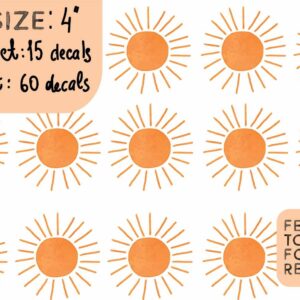 Sun Wall Decal Boho Orange Sticker