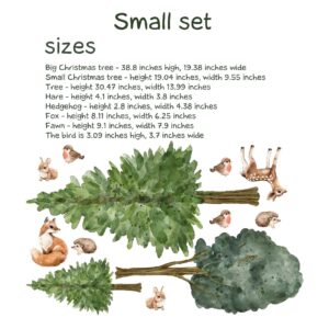 Tree Wall Decals Fir Pine Stickers Fox Deer Bunny Bird