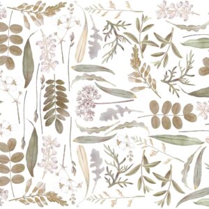 Vintage Wild Flowers Wall Decals Leaf Twigs Greenery