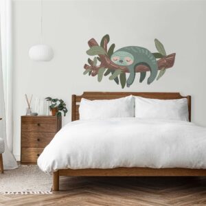 Sloth Wall Decal Jungle Animal Safari Greenery Sticker