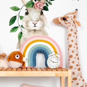 Rabbit Flowers Large Wall Decal Bunny Animal Sticker