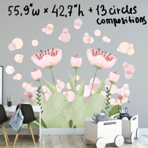 Large Flowers Wall Decals - Floral Leaf Sticker