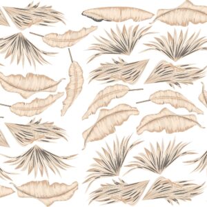 beige leaf wall decals boho greenery stickers, lf275