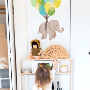Elephant Balloons Wall Decal Clouds Moon Heart Stars