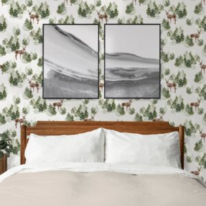 Removable Peel and Stick Watercolor Pine Tree Forest