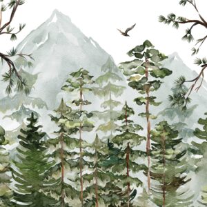 Removable Peel and Stick Watercolor Pine Tree Forest
