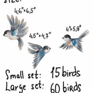 blue gray birds wall decals stickers, lf258