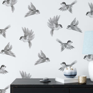 blue gray birds wall decals stickers, lf258