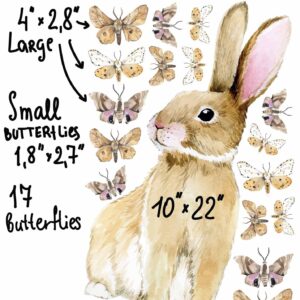 Bunny Wall Decal Rabbit Butterfly Sticker