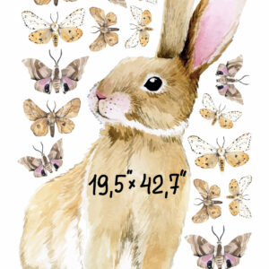 Large Bunny Wall Decal Rabbit Butterfly Sticker