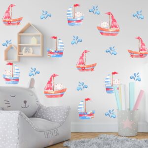 ships watercolor wall stickers cats sea decals, KL 0029