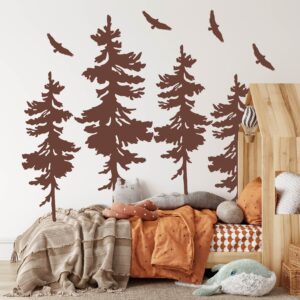 Forest Wall stickers Pine Trees Deer Birds Decals